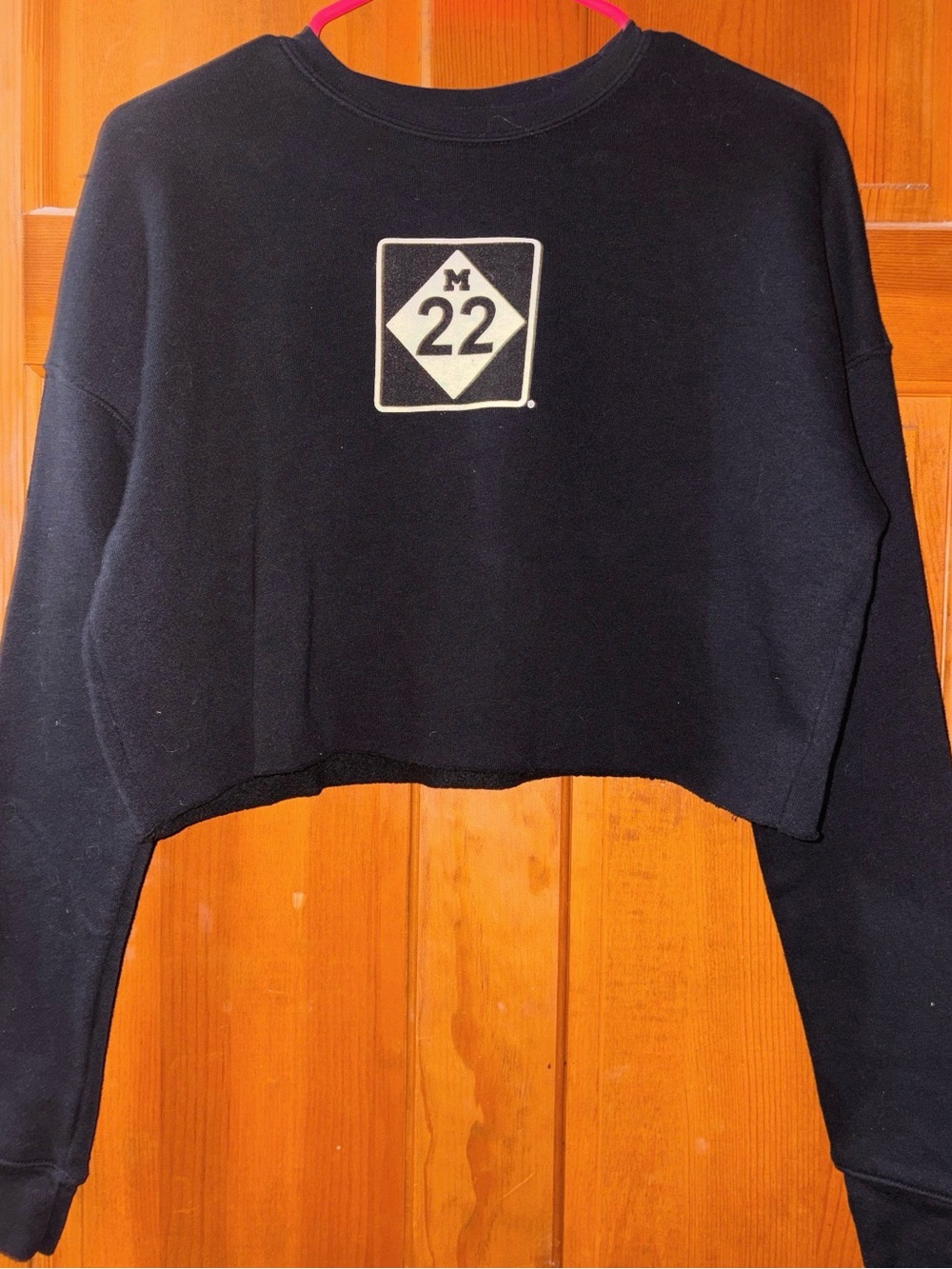 Black Cropped Sweatshirt with M22 Logo